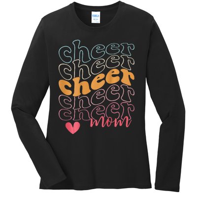 Smile Cheer Mom Retro Cheerleading Mom Game Day Cheer Ladies Long Sleeve Shirt