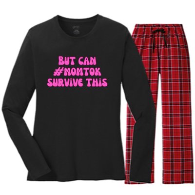 Slomw Can Momtok Survive This Women's Long Sleeve Flannel Pajama Set 