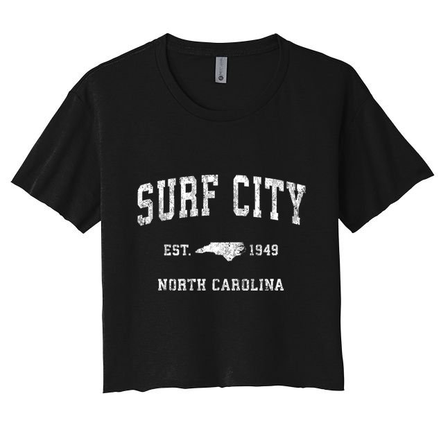 Surf City North Carolina Nc Vintage Established Athletic Sports Design Crop Top