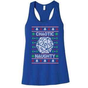 Santa Chaotic Naughty Christmas D20 Ugly Tabletop Gift Women's Racerback Tank