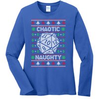 Santa Chaotic Naughty Christmas D20 Ugly Tabletop Gift Ladies Long Sleeve Shirt