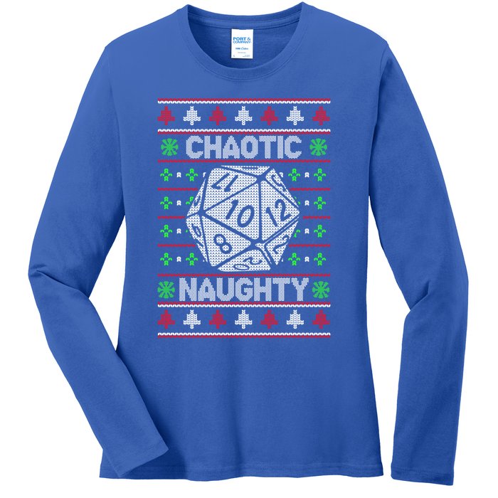 Santa Chaotic Naughty Christmas D20 Ugly Tabletop Gift Ladies Long Sleeve Shirt