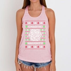 Santa Chaotic Naughty Christmas D20 Ugly Tabletop Gift Women's Knotted Racerback Tank