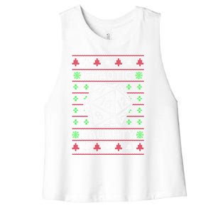 Santa Chaotic Naughty Christmas D20 Ugly Tabletop Gift Women's Racerback Cropped Tank