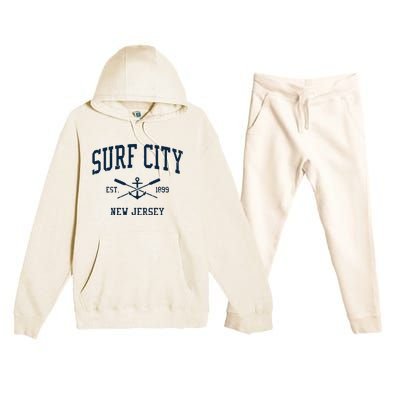 Surf City Nj Vintage Crossed Oars Boat Anchor Premium Hooded Sweatsuit Set