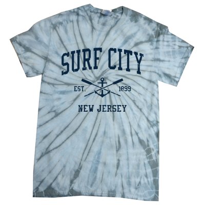 Surf City Nj Vintage Crossed Oars Boat Anchor Tie-Dye T-Shirt