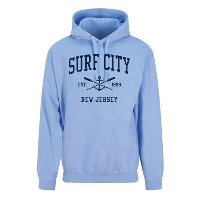 Surf City Nj Vintage Crossed Oars Boat Anchor Unisex Surf Hoodie