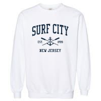 Surf City Nj Vintage Crossed Oars Boat Anchor Garment-Dyed Sweatshirt