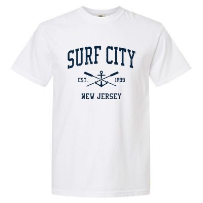 Surf City Nj Vintage Crossed Oars Boat Anchor Garment-Dyed Heavyweight T-Shirt