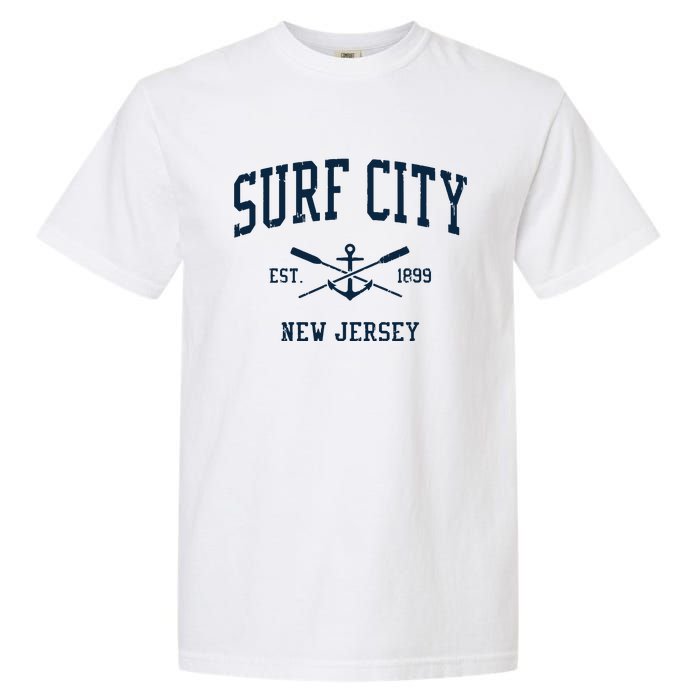 Surf City Nj Vintage Crossed Oars Boat Anchor Garment-Dyed Heavyweight T-Shirt