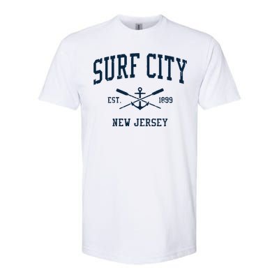 Surf City Nj Vintage Crossed Oars Boat Anchor Softstyle CVC T-Shirt