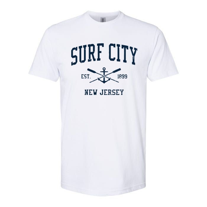 Surf City Nj Vintage Crossed Oars Boat Anchor Softstyle CVC T-Shirt