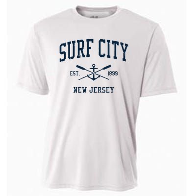 Surf City Nj Vintage Crossed Oars Boat Anchor Cooling Performance Crew T-Shirt