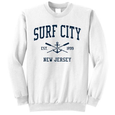 Surf City Nj Vintage Crossed Oars Boat Anchor Sweatshirt