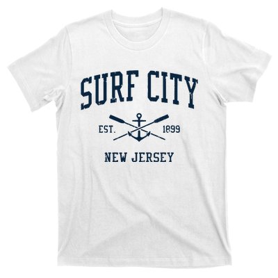 Surf City Nj Vintage Crossed Oars Boat Anchor T-Shirt