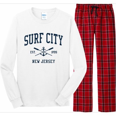 Surf City Nj Vintage Crossed Oars Boat Anchor Long Sleeve Pajama Set