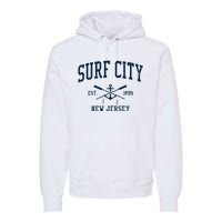 Surf City Nj Vintage Crossed Oars Boat Anchor Premium Hoodie