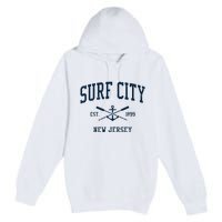 Surf City Nj Vintage Crossed Oars Boat Anchor Premium Pullover Hoodie