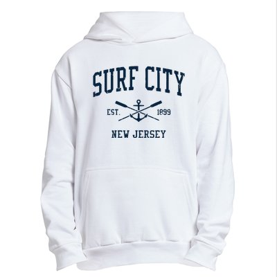 Surf City Nj Vintage Crossed Oars Boat Anchor Urban Pullover Hoodie