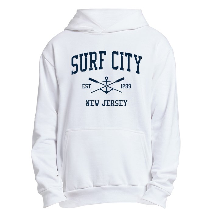 Surf City Nj Vintage Crossed Oars Boat Anchor Urban Pullover Hoodie