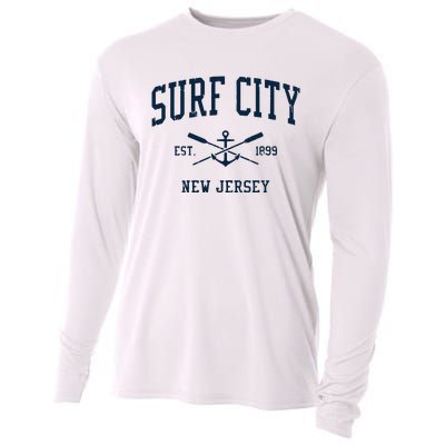 Surf City Nj Vintage Crossed Oars Boat Anchor Cooling Performance Long Sleeve Crew