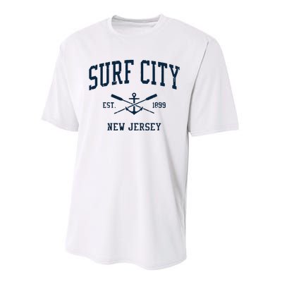 Surf City Nj Vintage Crossed Oars Boat Anchor Performance Sprint T-Shirt