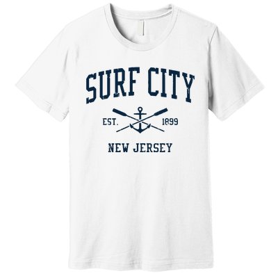 Surf City Nj Vintage Crossed Oars Boat Anchor Premium T-Shirt