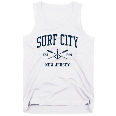 Surf City Nj Vintage Crossed Oars Boat Anchor Tank Top