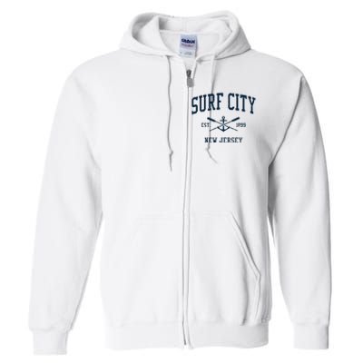 Surf City Nj Vintage Crossed Oars Boat Anchor Full Zip Hoodie