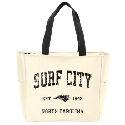 Surf City North Carolina Nc Vintage Sports Design Zip Tote Bag