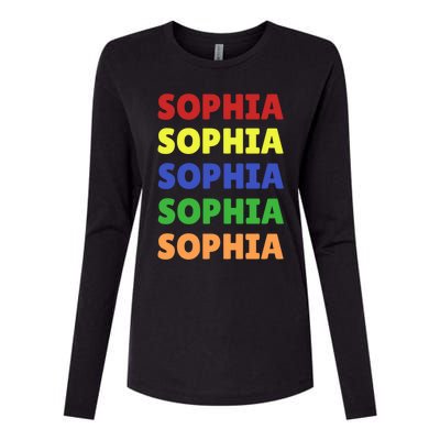 Sophia Colorful Name Stack Pride In Your Name Gift Womens Cotton Relaxed Long Sleeve T-Shirt