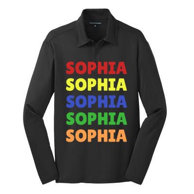 Sophia Colorful Name Stack Pride In Your Name Gift Silk Touch Performance Long Sleeve Polo