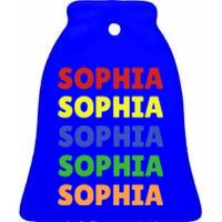 Sophia Colorful Name Stack Pride In Your Name Gift Ceramic Bell Ornament