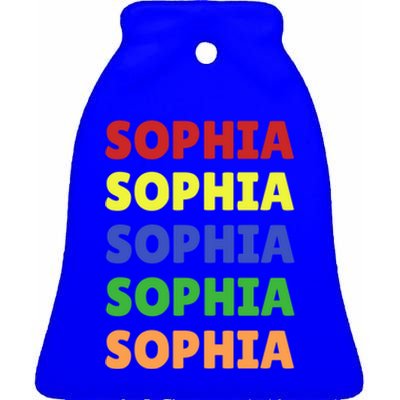 Sophia Colorful Name Stack Pride In Your Name Gift Ceramic Bell Ornament