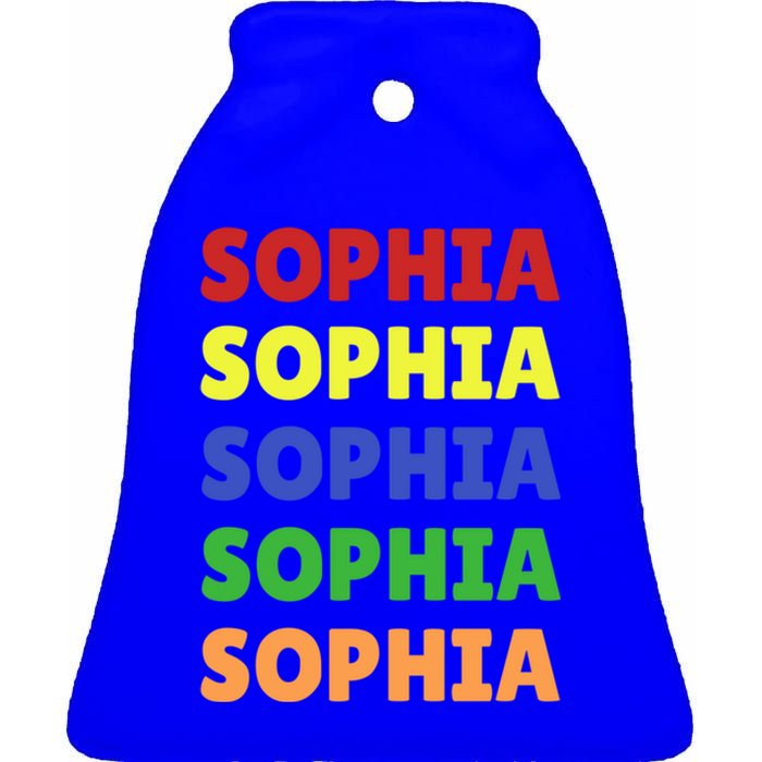 Sophia Colorful Name Stack Pride In Your Name Gift Ceramic Bell Ornament