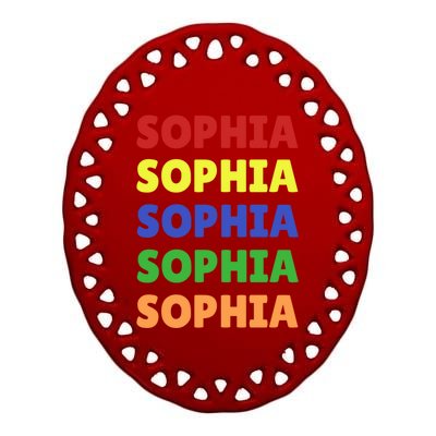 Sophia Colorful Name Stack Pride In Your Name Gift Ceramic Oval Ornament