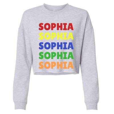 Sophia Colorful Name Stack Pride In Your Name Gift Cropped Pullover Crew