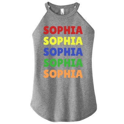 Sophia Colorful Name Stack Pride In Your Name Gift Women’s Perfect Tri Rocker Tank