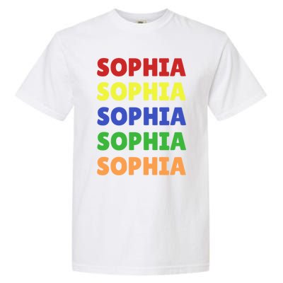 Sophia Colorful Name Stack Pride In Your Name Gift Garment-Dyed Heavyweight T-Shirt