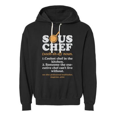 Sous Chef Noun Definition Funny Cooking Term Men Women Cook Garment-Dyed Fleece Hoodie