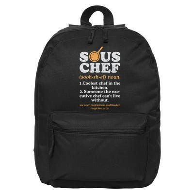Sous Chef Noun Definition Funny Cooking Term Men Women Cook 16 in Basic Backpack