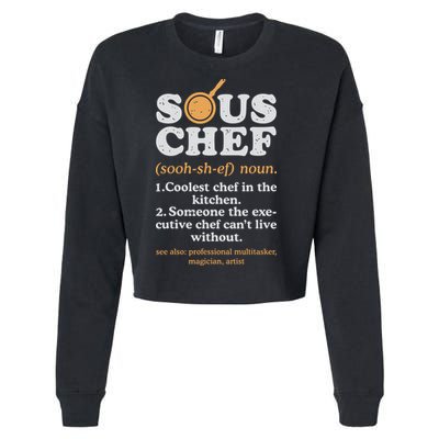 Sous Chef Noun Definition Funny Cooking Term Men Women Cook Cropped Pullover Crew