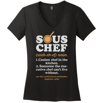 Sous Chef Noun Definition Funny Cooking Term Men Women Cook Women's V-Neck T-Shirt