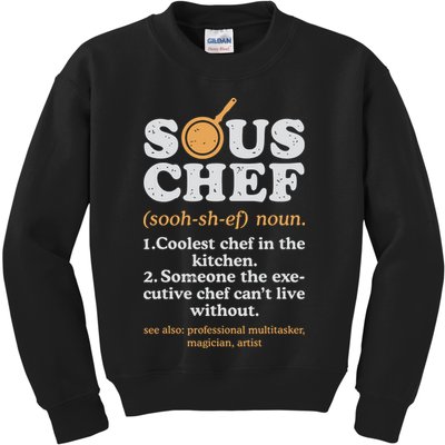 Sous Chef Noun Definition Funny Cooking Term Men Women Cook Kids Sweatshirt