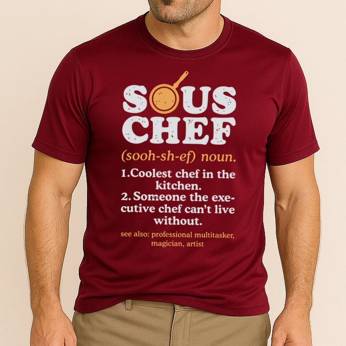 Sous Chef Noun Definition Funny Cooking Term Men Women Cook Cooling Performance Crew T-Shirt