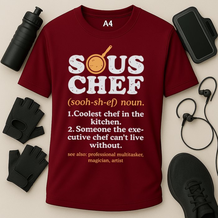 Sous Chef Noun Definition Funny Cooking Term Men Women Cook Cooling Performance Crew T-Shirt