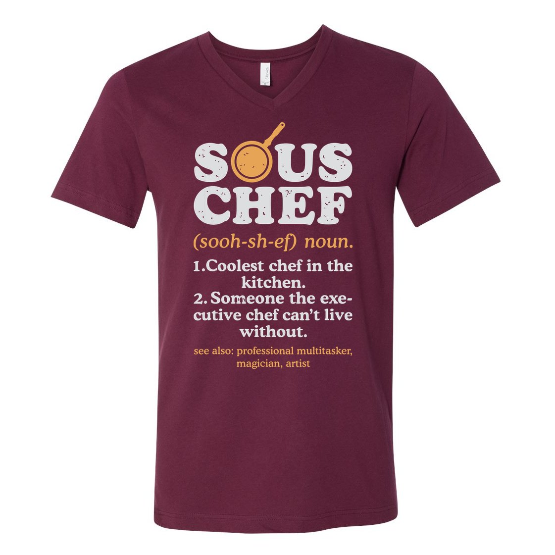 Sous Chef Noun Definition Funny Cooking Term Men Women Cook V-Neck T-Shirt