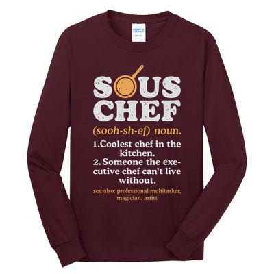 Sous Chef Noun Definition Funny Cooking Term Men Women Cook Tall Long Sleeve T-Shirt