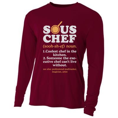 Sous Chef Noun Definition Funny Cooking Term Men Women Cook Cooling Performance Long Sleeve Crew