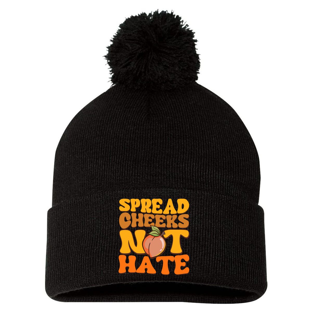 Spread Cheeks Not Hate Fitness Workout Funny Gym Pom Pom 12in Knit Beanie